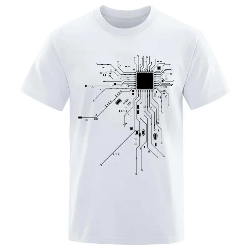 

Men's T Shirt Funny Tops Fashion Tees Homme Brand Unisex Clothes New CPU Processor Circuit Diagram Summer Men Cotton T-shirt