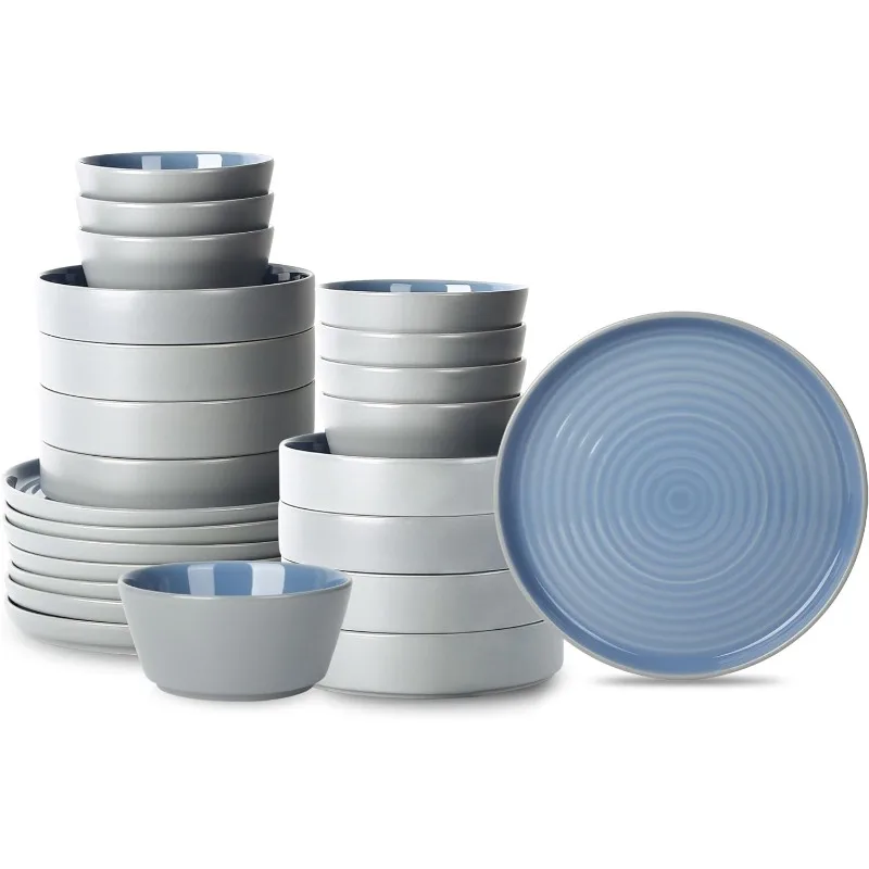 

Elica 24-Piece Dinnerware Set Stoneware, Black and Beige