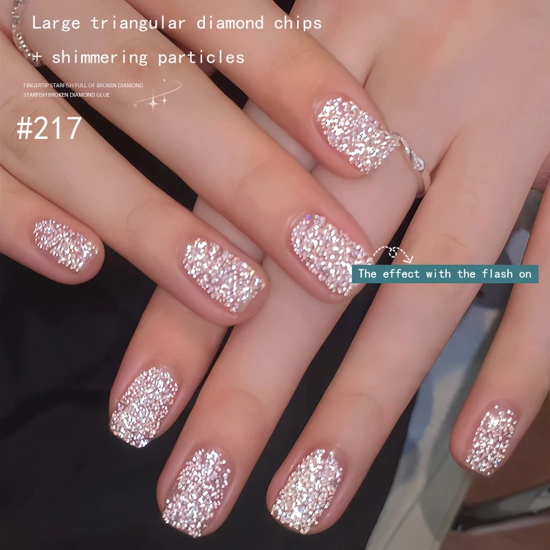 Starfish Triangle Crushed Diamond Gel Nail Polish Chunky Sparkle Soak Off UV LED Varnish For Salon DIY Manicure XIANZHIHE 15ml