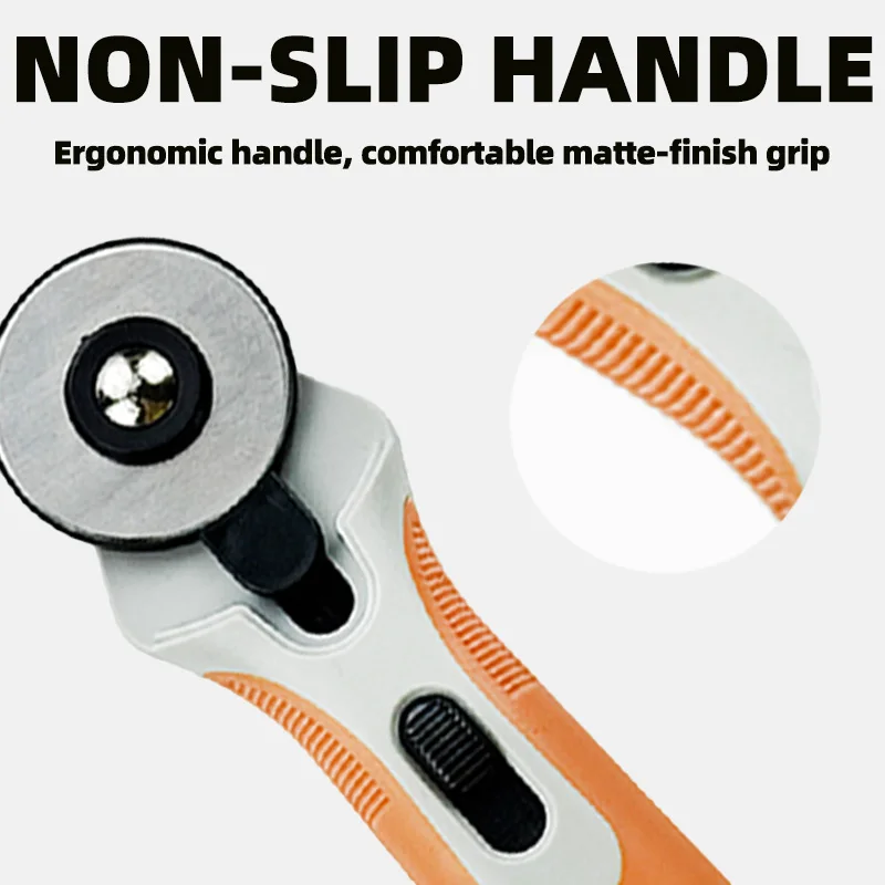45mm Rotary Cutter, Fabric Cutting Roller Knife, Non-Slip Plastic Handle, Safety Blade Lock, Circular Roller Slicer, Suitable for Quilting, Sewing, Leather, Fabric, Patchwork, Embroidery, Scrapbooking, and Craft Materi