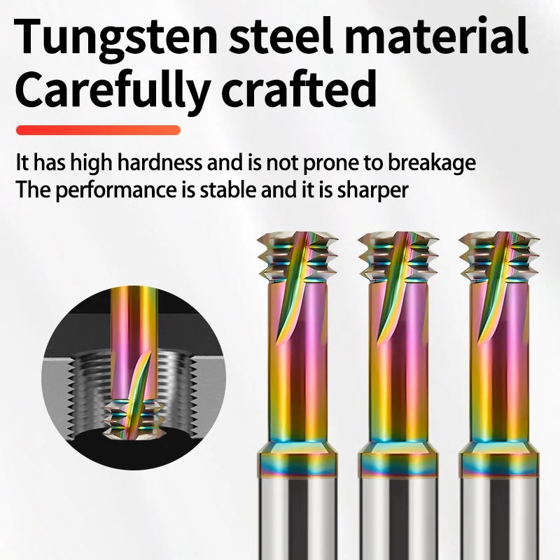 Boss Taps CNC Machine Solid Carbide Three Row Thread Milling Cutter M1 M1.6 M2 M3 M4 M5 M6 M8 M10 M12 M14 M18 Mill Mills Cutters