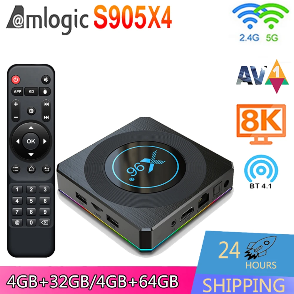 

X96 X4 Amlogic S905X4 Android 11.0 Smart TV Box X96 X4 2.4G&5G Dual WiFi BT4.1 100M LAN Set Top Box 8K AV1 HDR10+ Media Player