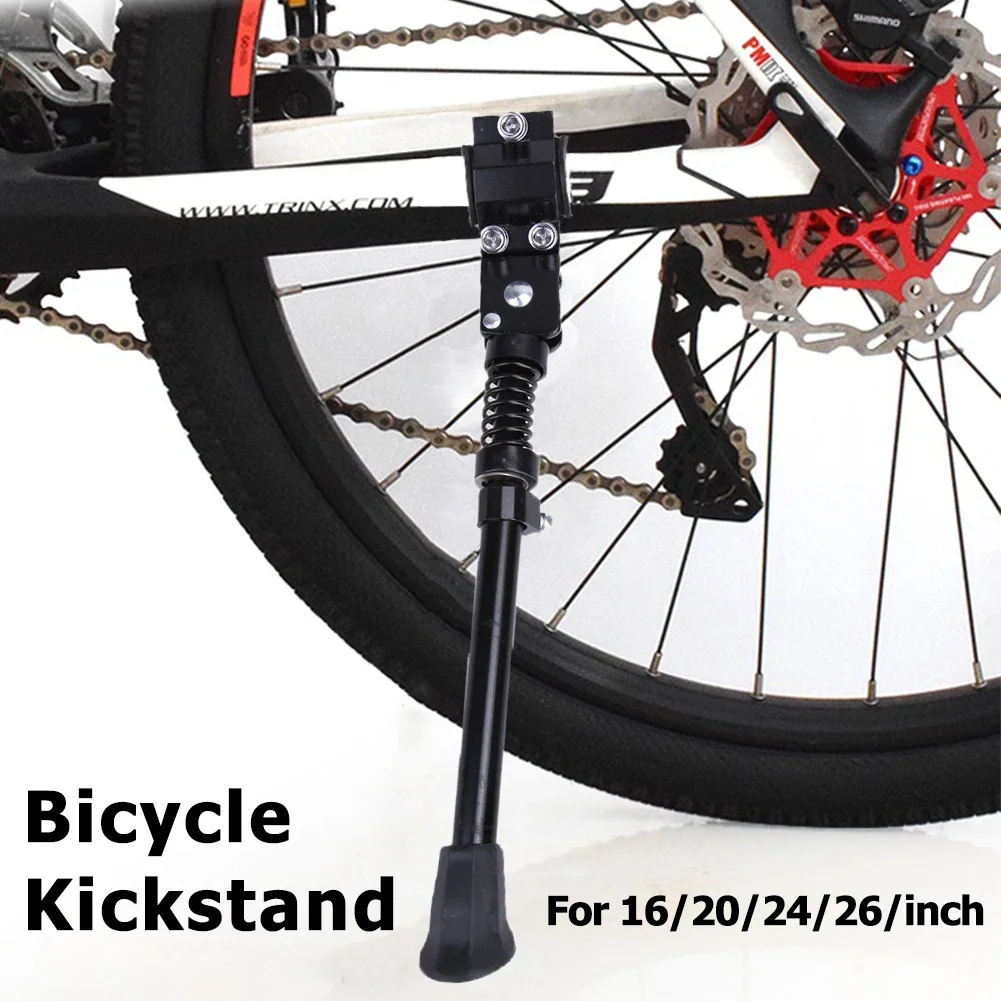 Adjustable Aluminum Alloy Bicycle Kickstand Side Stick Stand Bike Cycling Side Replacement Kickstand Suit for 16 20 24 26 Inch