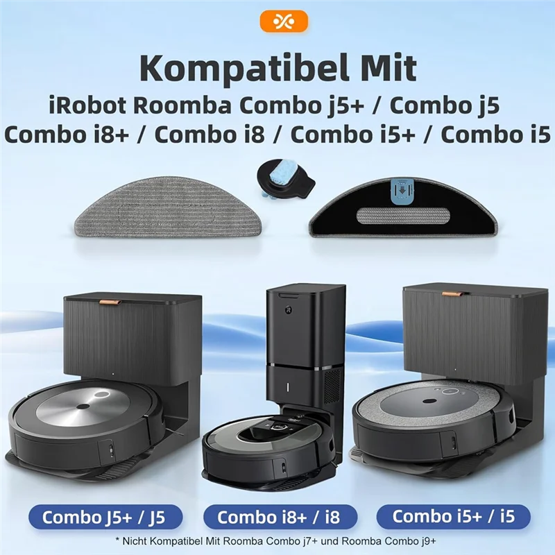 ABVI-สําหรับ Irobot Roomba Combo I8+ / I8 / Combo J5 / Combo J5+ / Combo I5 / Combo I5+ หุ่นยนต์ดูดอัตโนมัติ หุ่นยนต์ถูพื้นแบบซักได้