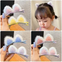 2pcs Korean Cat Ears Hair Pin 3D Kids Cute Hair Pin Children Little Girls Baby Headwear Kids Hair Accessories Hot