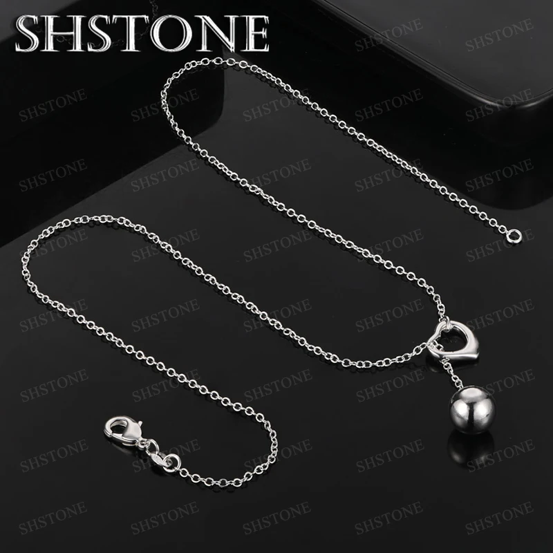 

925 Sterling Silver Necklace For Men Women Silver Engagement Party Jewelry Gifts Accessories Sweet Necklace Heart-shaped Pendant