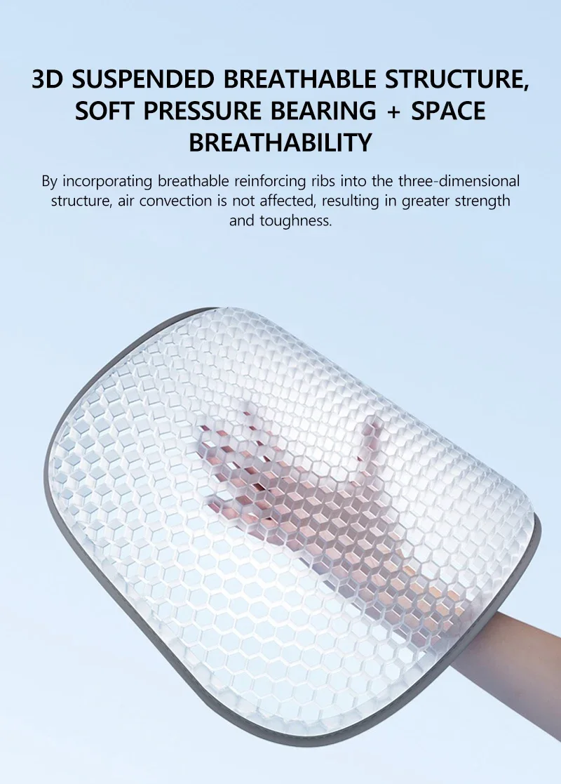 TPE Gel-Sitzkissen Sommer Atmungsaktives Wabendesign Eisseide-Stoff Hochelastisches 3D TPE-Gel für Zuhause Büro Auto – Detail 11
