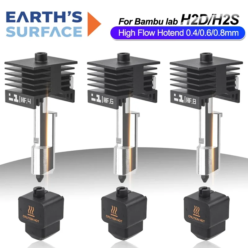Upgrade High Flow Hotend Kit For Bmabu Lab H2D 0.4/0.6/0.8mm Nozzle H2D High Flow Hot End for Bambu Lab H2S for 3D Pinter Parts