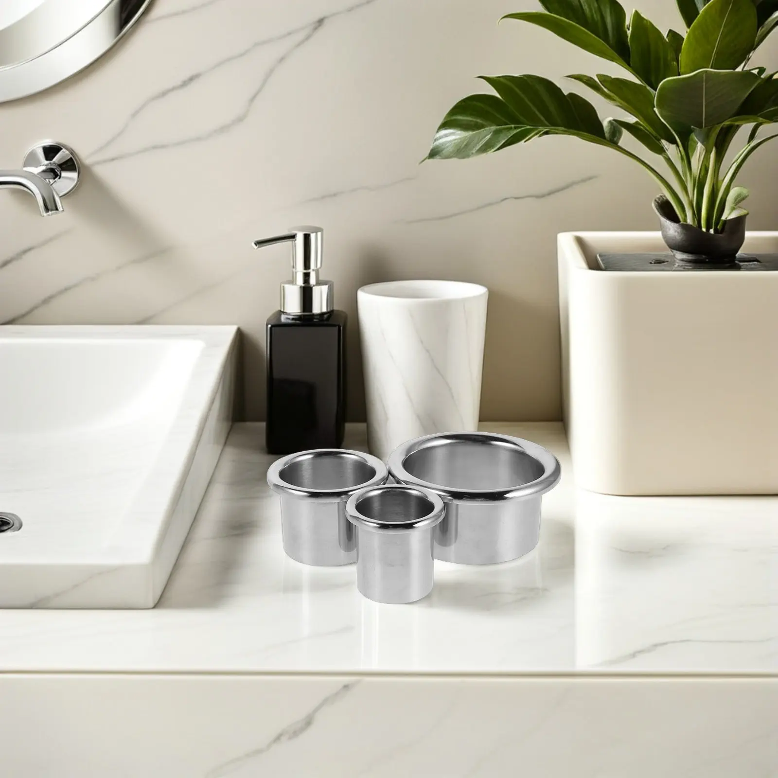 Lot de 3 supports de rangement sécurisés en acier inoxydable pour sèche-cheveux, pour salle de bain, coiffeuse et salon
