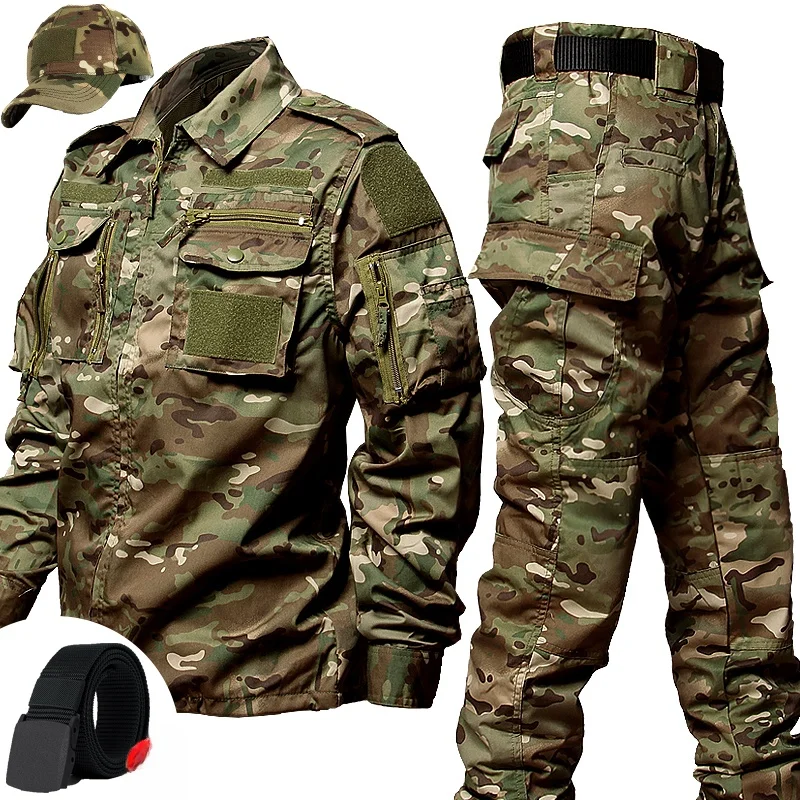 

Камуфляжный комплект для мужчин: форма для военной подготовки, спецназа, инструкторов, рабочая одежда, повседневная молодежная форма из смесового хлопка