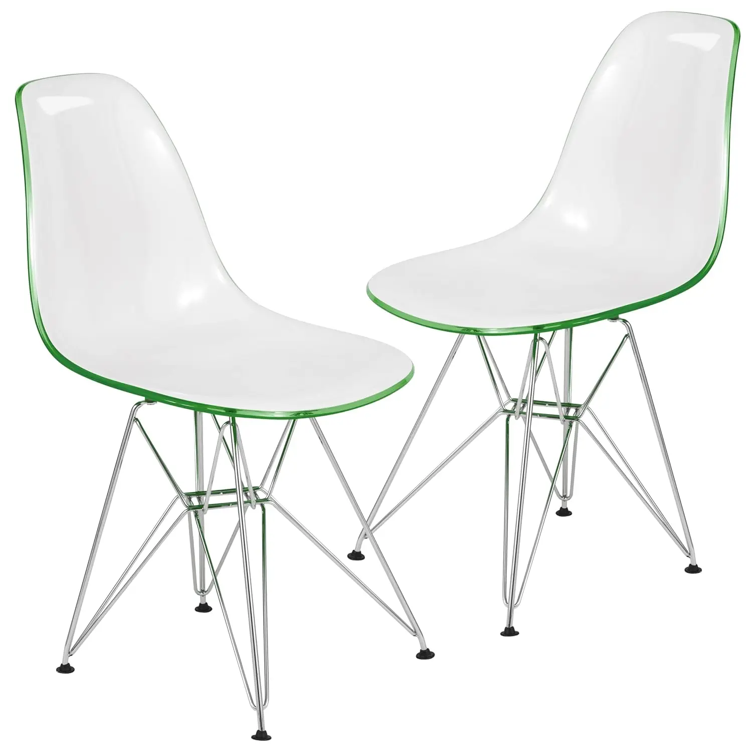 

Modern Chrome Eiffel Base and Curved Back Design, Ergonomic and Lightweight Accent Side Chair for Mid-Cen