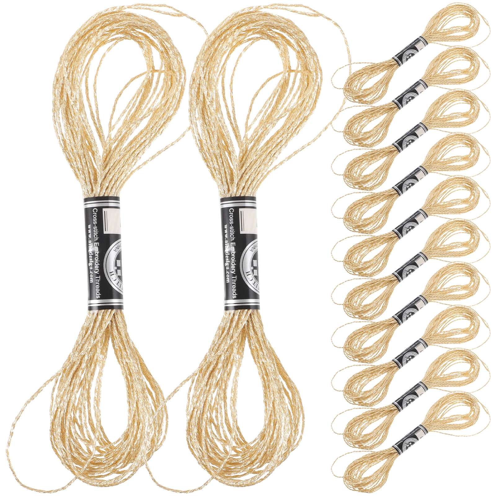 

12 PCS Metal Wiring Hand Embroidery Thread Cross Stitch Embrodery Yarn Golden Metallic Crochet