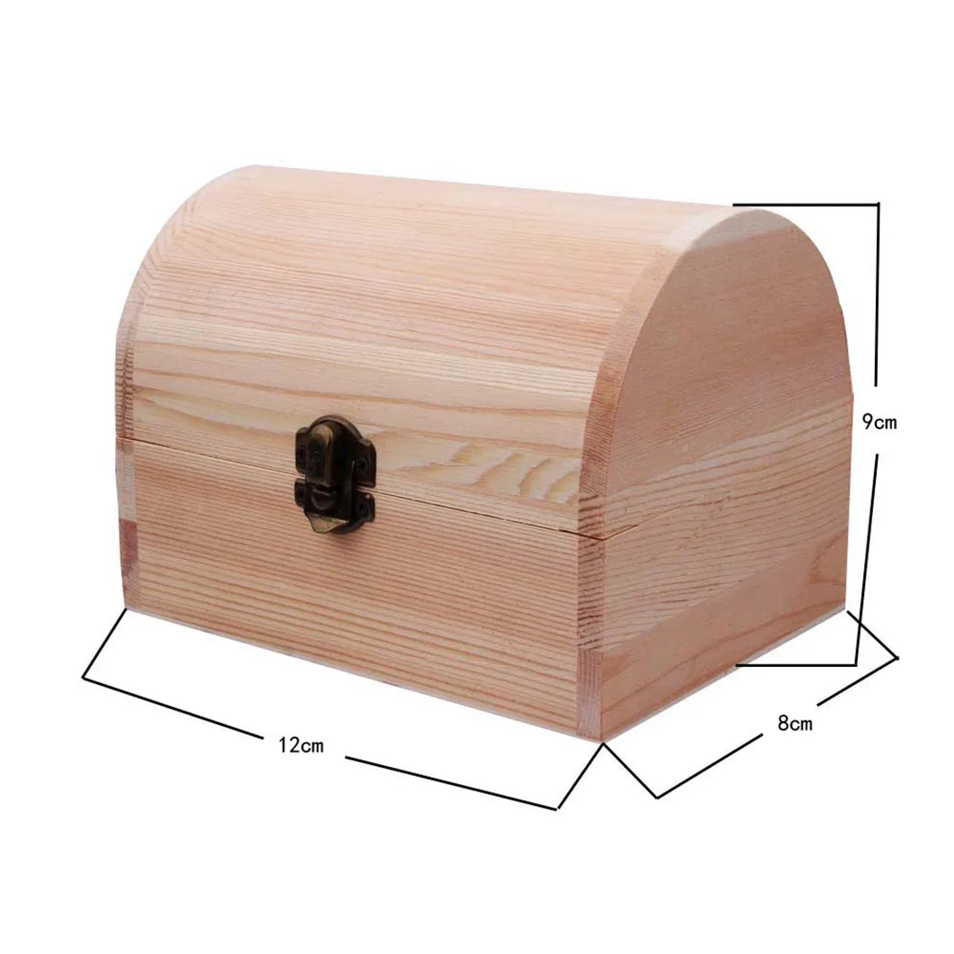 1x Plain Wood Wooden Arched Hinged Storage Boxes Craft Gift Box Multifunction Home Jewelry Sundries Cosmetics Storage Boxes