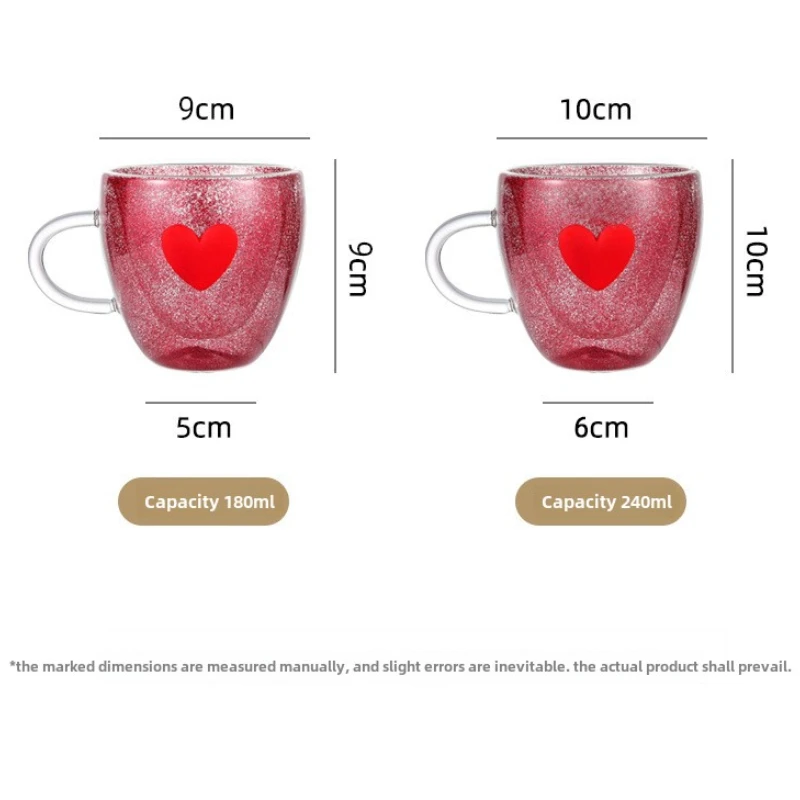 높은 붕규산 유리 하트 모양의 컵, 간단한 주스 우유 입체 모양의 유리 컵, 사무실 커피 머그잔, 여름 맥주 컵