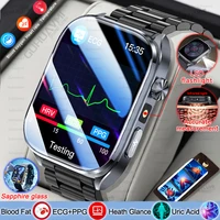 2025 nuevo reloj ECG + PPG mujeres hombres ácido úrico presión arterial oxígeno en sangre análisis corporal grasa corporal BT llamada linterna LED Smartwatchs