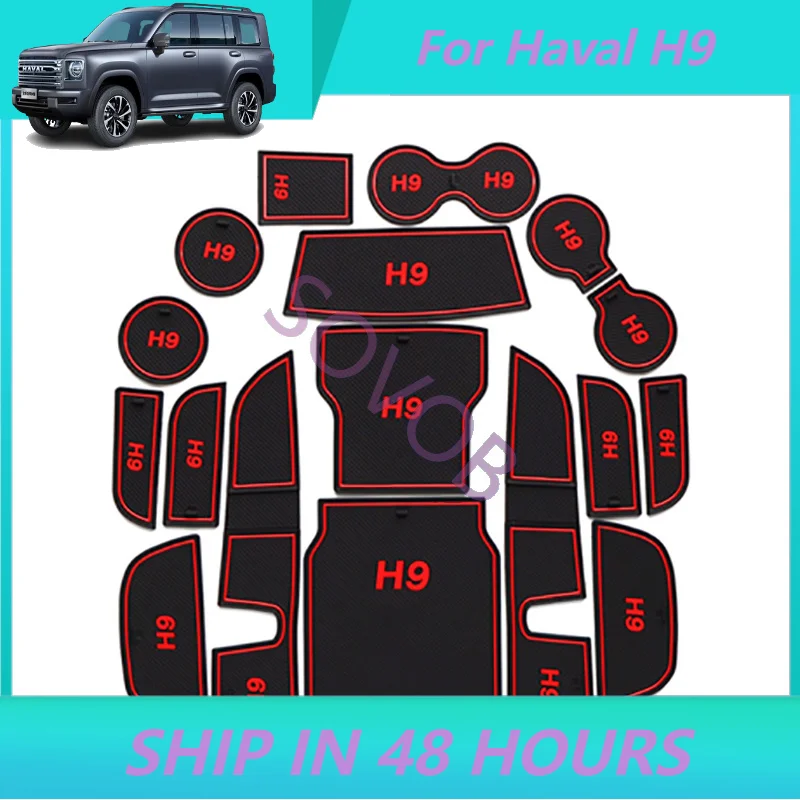For GWM Haval 2015-2022 Hover H9 Interior Non-Slip Mat Door Groove Pad Rubber Gate Slot Cup Cushion Decoration Anti-Slip Storage