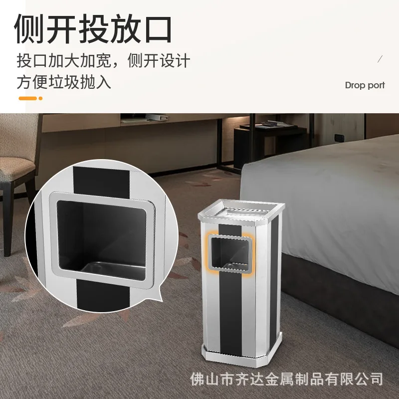 Hotel lobby chimney hotel elevator ashtray milk tea shop round flip shopping mall stainless steel trash can