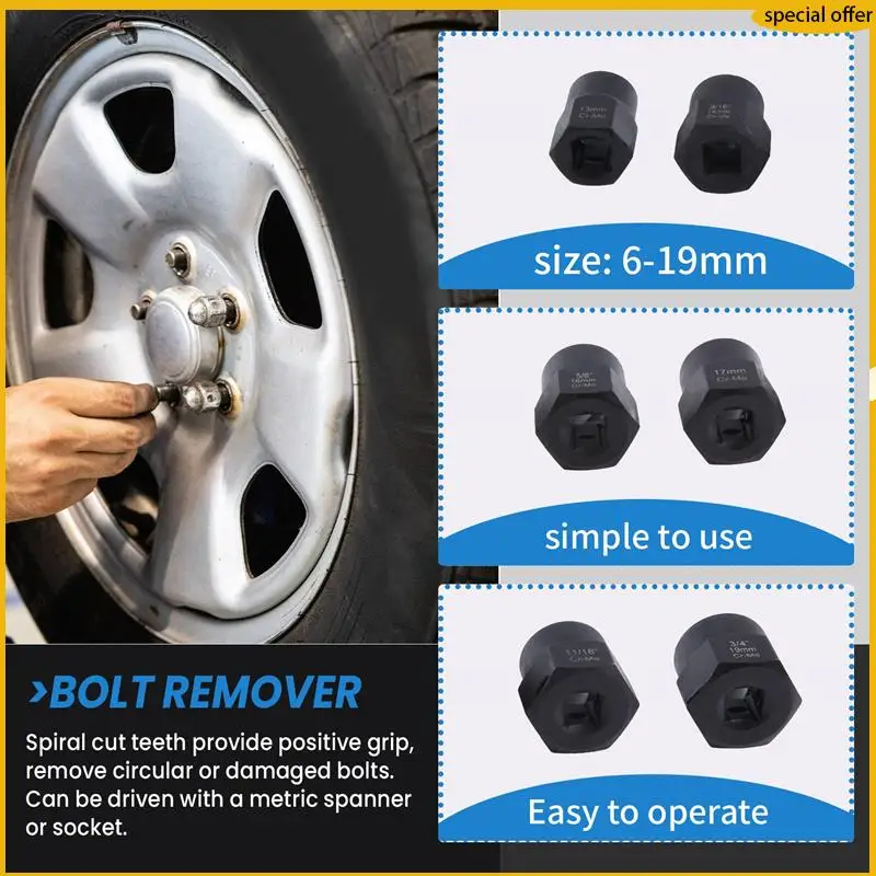 Conjunto de removedor de porca de parafuso de impacto de 13 peças A50I, soquete extrator de porca, conjunto de ferramentas removedor de parafuso