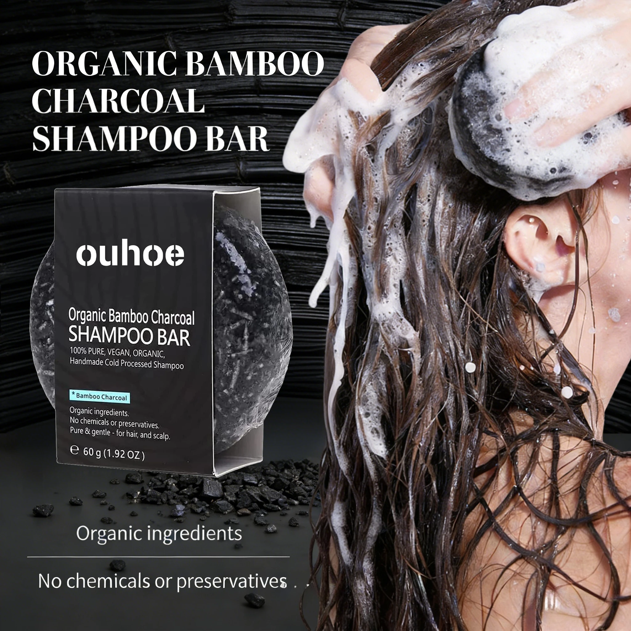 

Bamboo Charcoal Shampoo Bar Deep Cleansing Scalp Hair Strengthening Nourishing Repairing For Women Men Oily Scalp Treatment