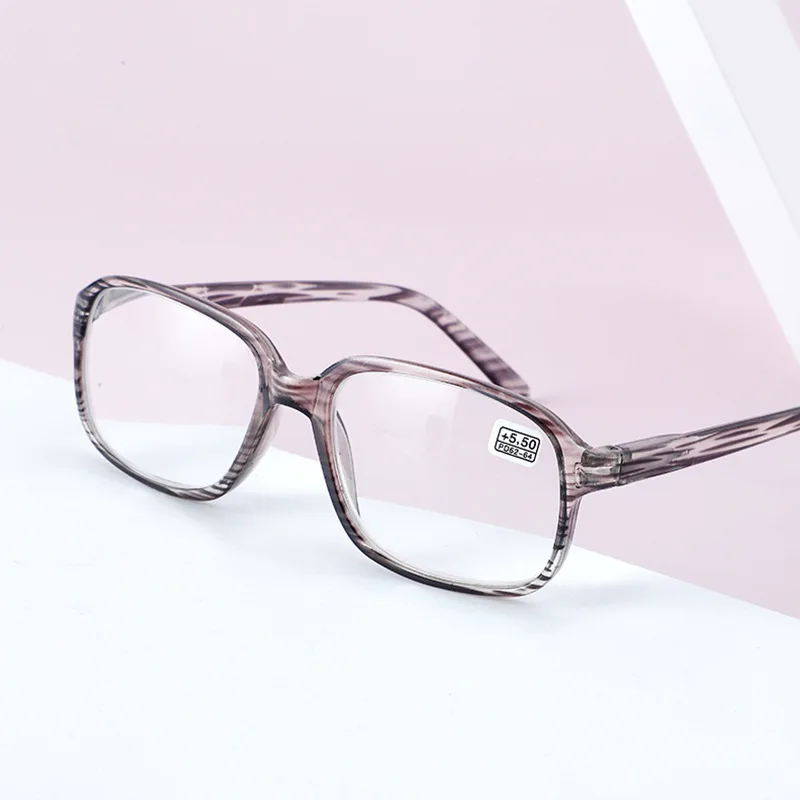 High Diopter Presbyopic Glasses Men and Women Fashion Stripe Design Presbyopic Glasses Diopter +450 +500 +550 +600