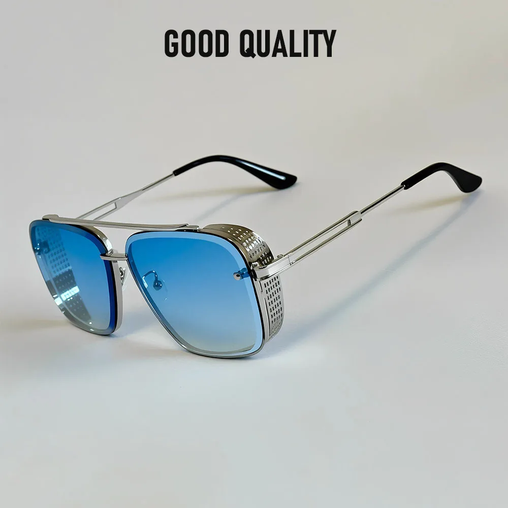 Metall Punk Sonnenbrille Für Männer Vintage Quadratische Mode Gläser 2024 Urlaub Sonnenbrille Frauen Trendy Gafas De Sol Hombre Zonnebril – Detail 3