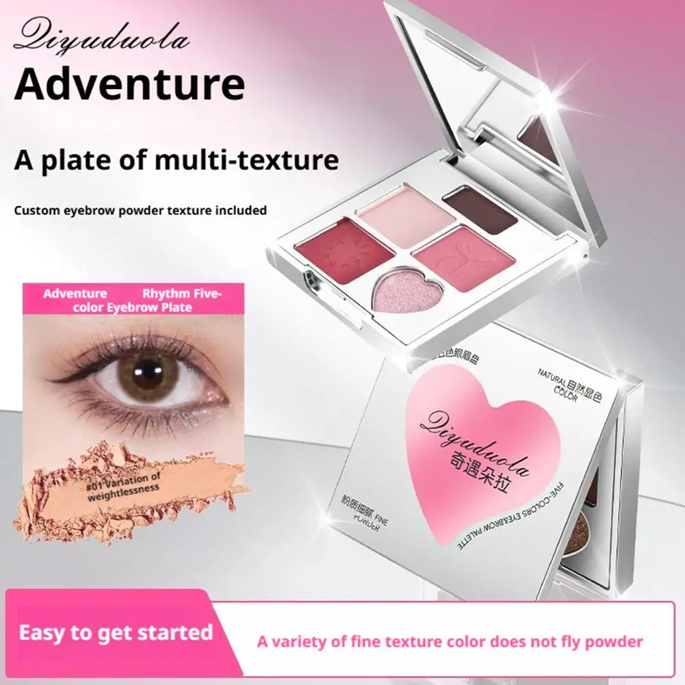 Palette di ombretti coreani a 5 colori Palette di ombretti multicolori opachi e luccicanti Palette di ombretti glitter rosa Trucco