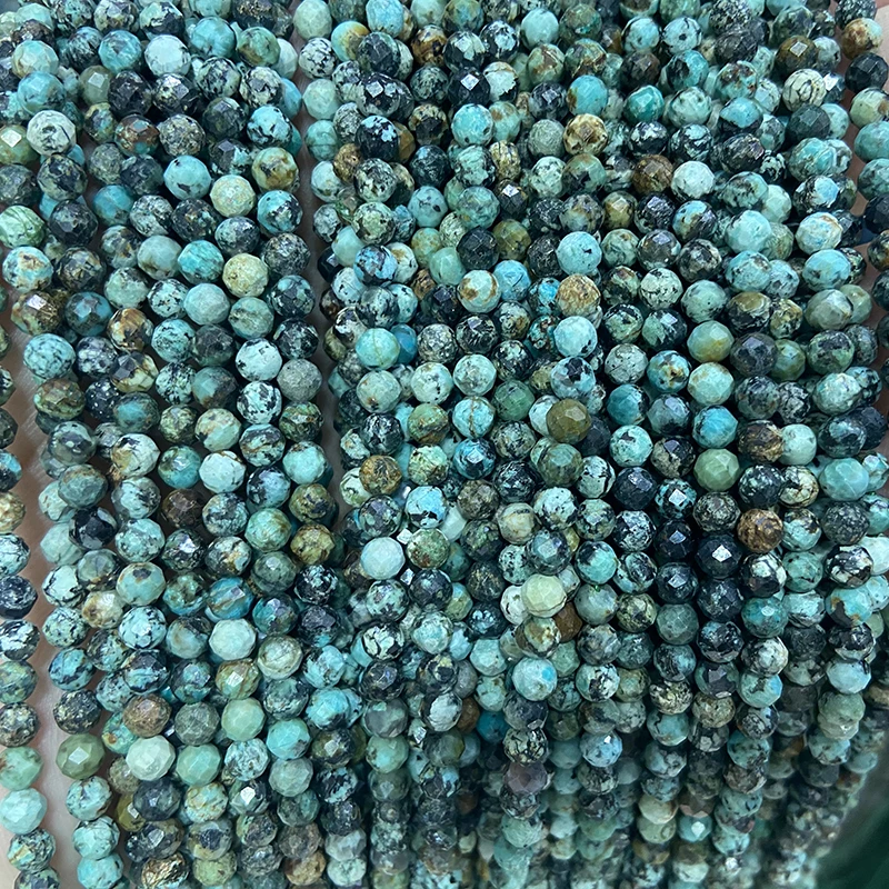 Wholesale 100% Natural Gem Stone African Turquoises Faceted Round Beads For Jewelry Making DIY Bracelet Necklace 2MM 3MM 4MM