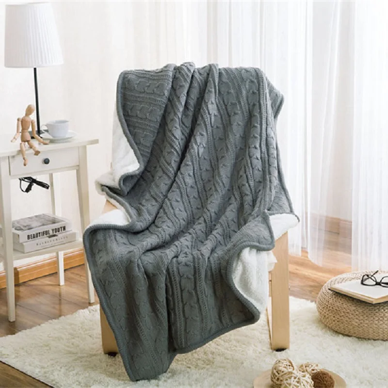 

Cozy Cable Knit Throw Blanket Nordic Knitted Thread Blankets For Bed Sofa Cover Bedspread On The Bed Home Travel TV Nap Blanket