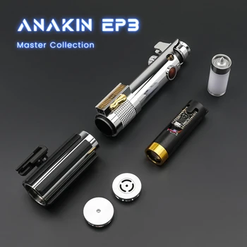 TXQSABER 아나킨 EP3 광선검, 부드러운 스윙 RGB 금속 칼자루 스카이워커 픽셀 레이저 검, 무한 색상 변경 SD 카드 Led 블레이드