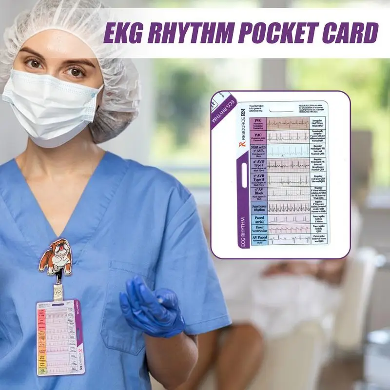 ECG/EKG Rhythm Pocket Card For Ecg/ekg Interpretation Portable Pocket Ecg Ekg Reference Guide With Sheath Emergency Tool