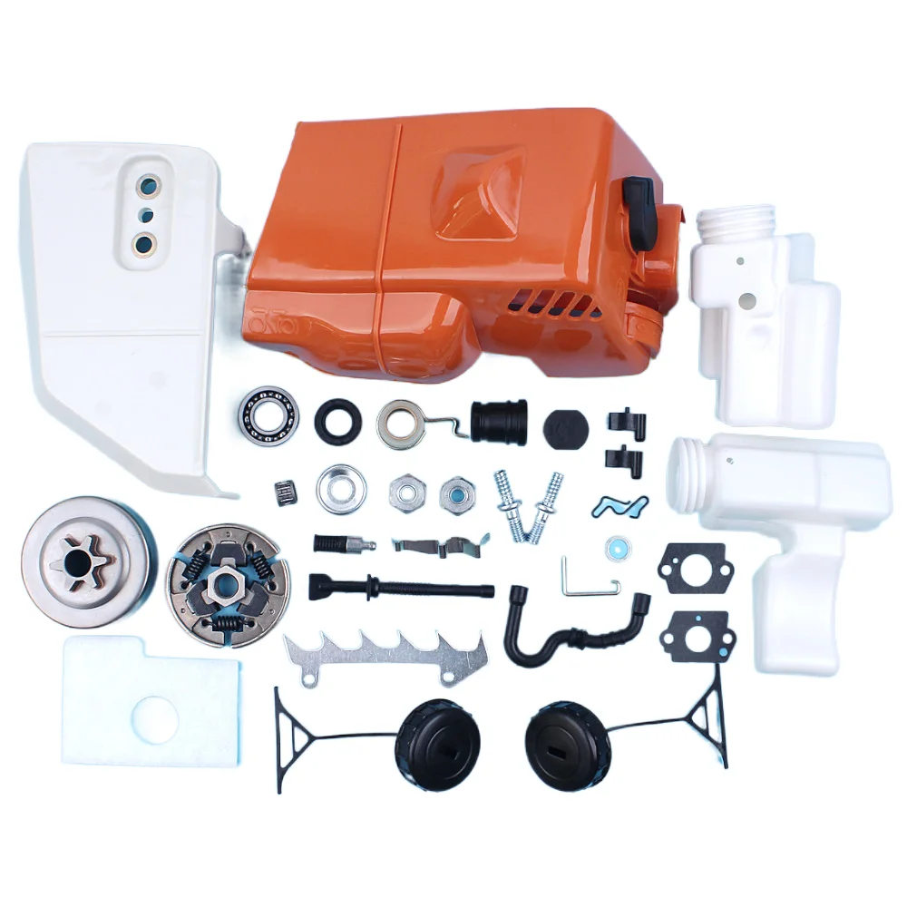 Clutch Sprocket Cover Clutch Drum Fuel Oil Air Filter Tank Cap Kit For Stihl 017 018 MS170 MS180 Chainsaw W/ Line Stud Wrom Gear