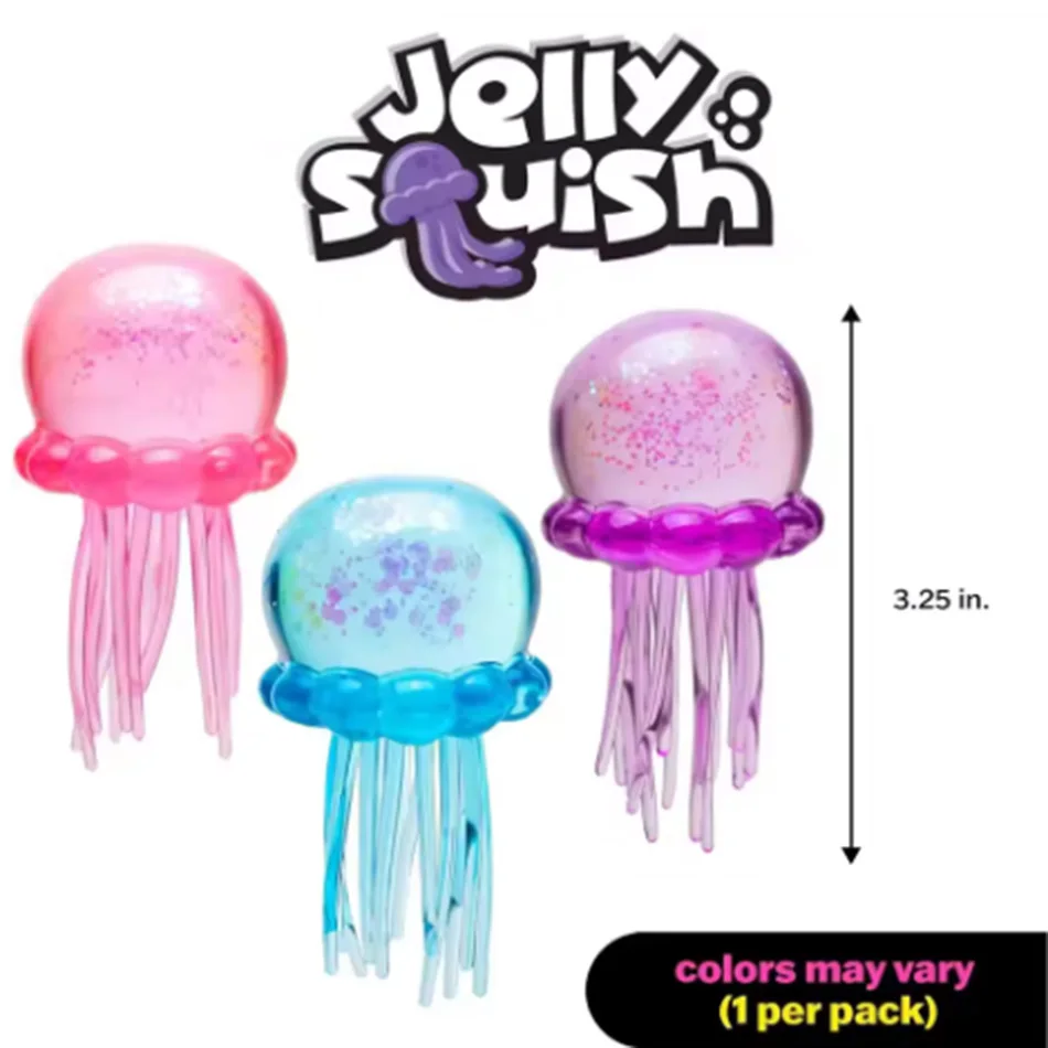 

Safe & Odorless Jellyfish Squishy Toy, Soft Transparent Squeeze Fidget Toy, Stress Relief Sensory ToyS for Kids Adults Gifts