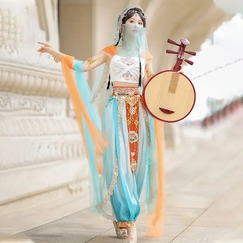 

2026 новый Dunhuang Feitian Hanfu в экзотическом стиле, западный регион, танцевальный комплект принцессы, одежда для выступлений на сцене, женская одежда в китайском стиле