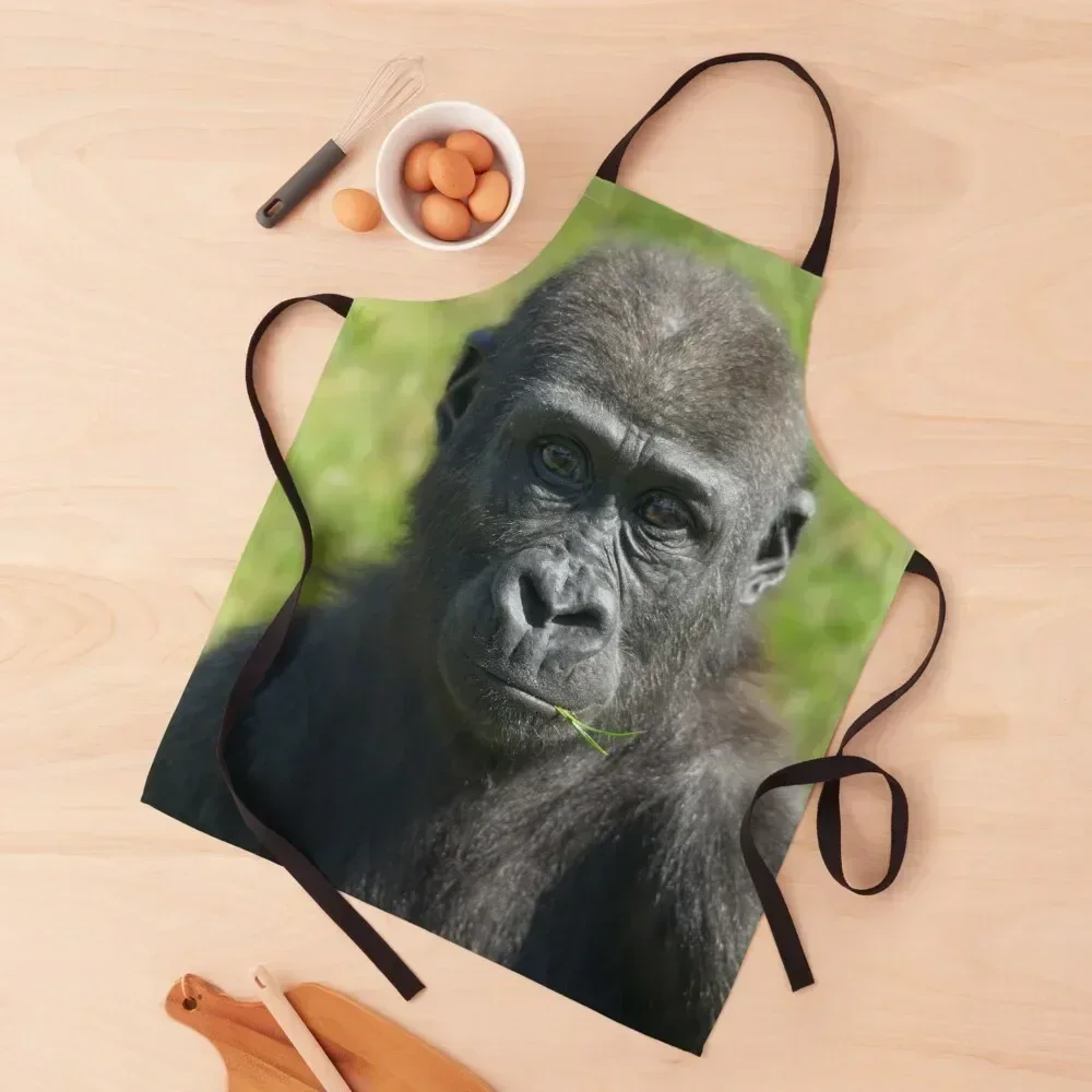 

Gorilla Baby Shufai With A Piece Of Grass Apron Home Cleaning household woman Kitchen Things Useful Things For Kitchen Apron