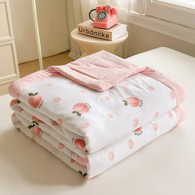 

Machine washable washed cotton summer cool quilt air conditioner quilt thin summer quilt pure cotton flower single double summer