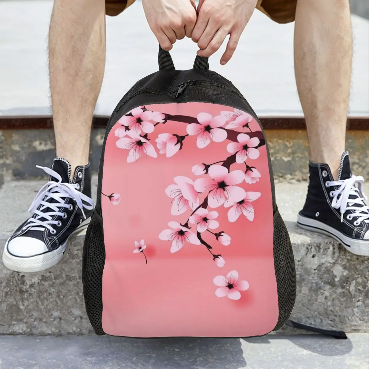 Sakura Tree Cherry Blossom Floral Flower Backpack Daypack Large Capacity Children BookBag School Bag Shoulder Bags for Men Women