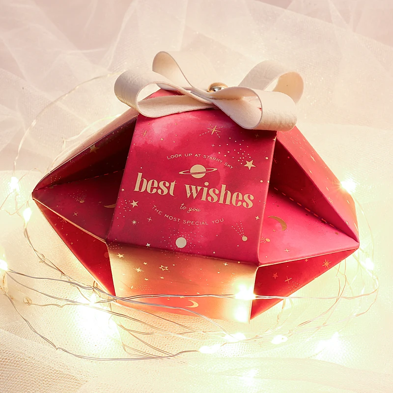 Empty Gift Box Cardboard Chinese Ink Style Letters Gilding Printing and Dyeing Exquisite Accessories Wedding Desktop Decoration