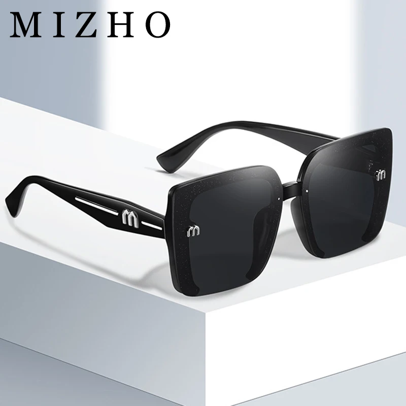 Mizho Mode grün tragbare quadratische Sonnenbrille Frauen Vintage Logo Qualität Farbverlauf Sonnenbrille übergroße Damen Marke Designer