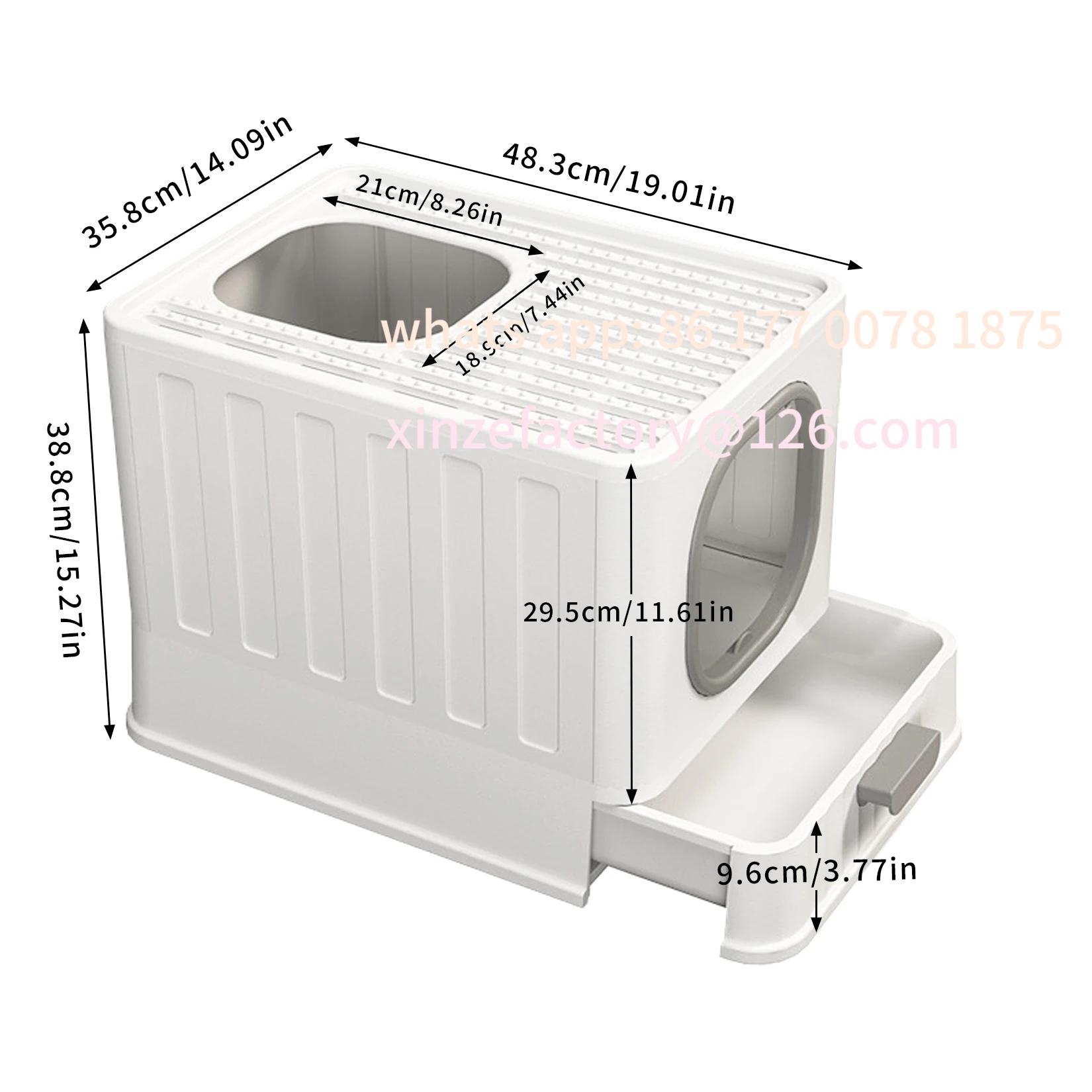 صندوق نفايات القطط Bingopaw XL قابل للتخصيص مع غطاء مغلق على شكل نونية للقطط، مرحاض مضاد للرش، سهل التنظيف
