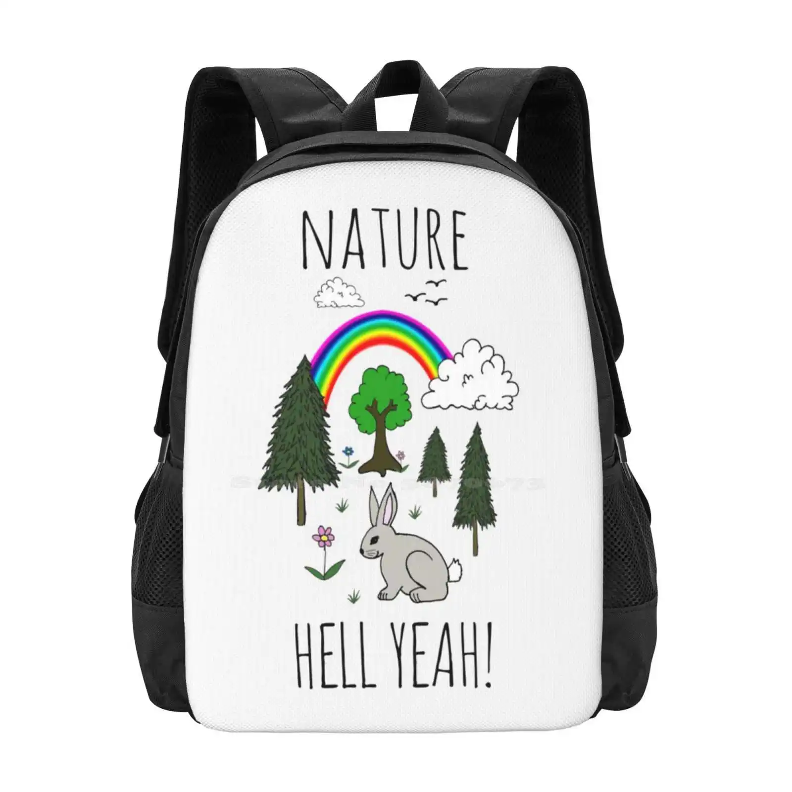 Nature , Hell Yeah! 3D Print Design Backpack Student Bag Nature Ecology Sustainability Earth Friendly Planet Earth