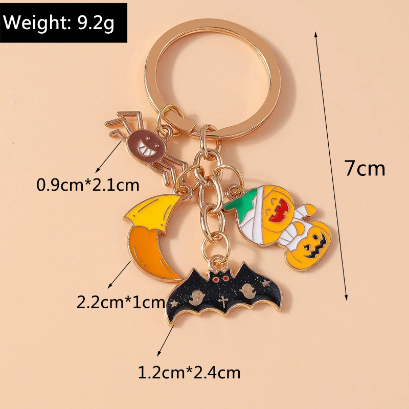 Niedliche Emaille Halloween Schlüssel bund Kürbis Geist Schlüssel ring Anhänger für Schlüssel halter Frauen Mädchen Handtasche Zubehör DIY Schmuck Geschenke – Detail 10