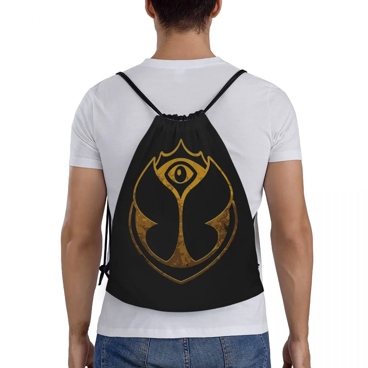 Tomorrowland-mochila con cordón personalizada para hombre y mujer, bolsa deportiva para gimnasio, baile electrónico, estampado divertido, paquete de compras