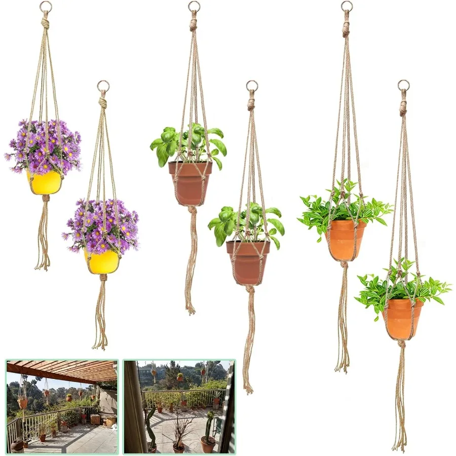 

6Pcs Macrame Plant Hanger Hanging Planters for Plants Indoor Hanging Planter Indoor Plants Holder for Home Patio Garden Dration