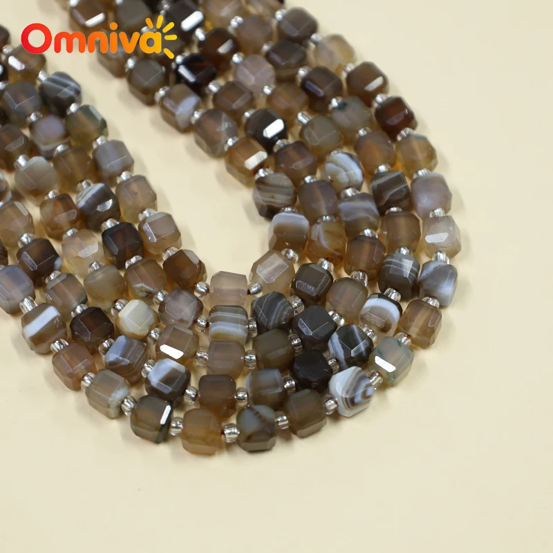 Coffee agate sugar cube Natural Stone Faceted Beads For Jewelry Making DIY Necklace Accessories keychain 15 ''Wholesale 6/8/10MM