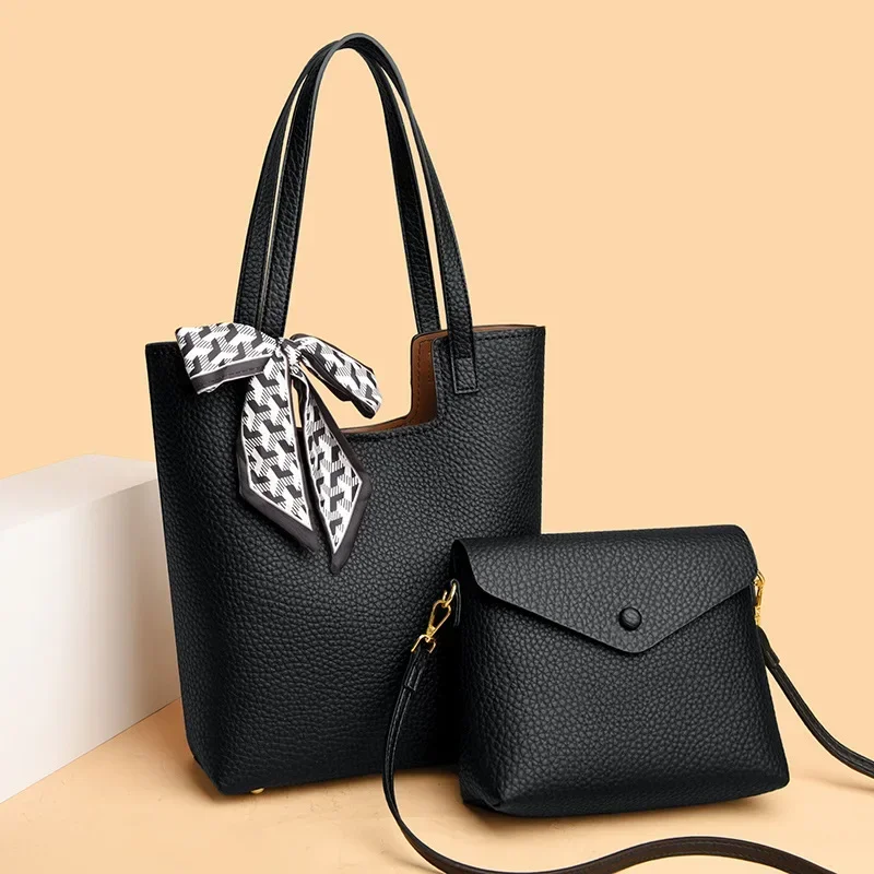 2pcs Women's Tote Bags with Silk Scarf Mother Bag Premium Shoulder Bag Women's 2024 New Commuter Fashion Handbag