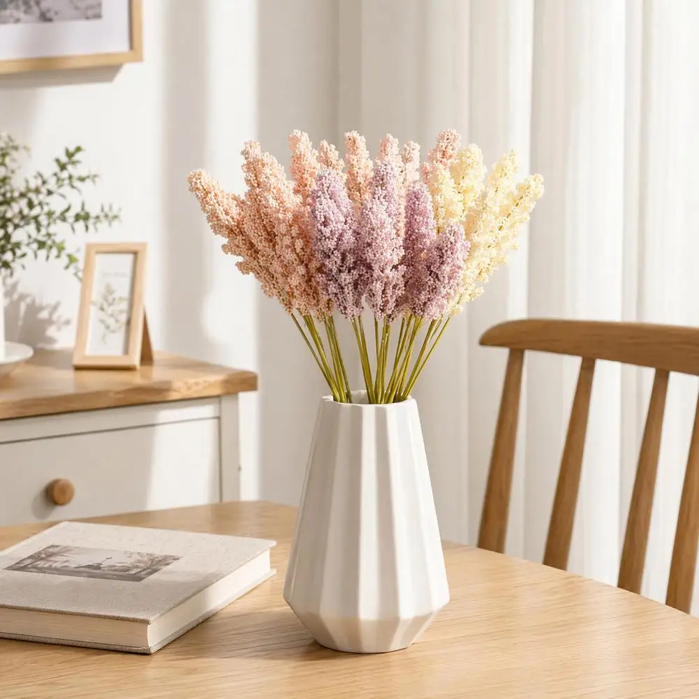 Plasticity Wheat Ear Decor 2 Bunches Simulated Wheat Stems Durable Foam Wheat Grain Flowers Artificial Ear Arrangement for Diy