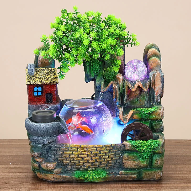 2025 New Model Foreign Trade Tank Water Feature Ornament Feng Shui Creative Humidifier Can Hold Fish Decorative Housewarming