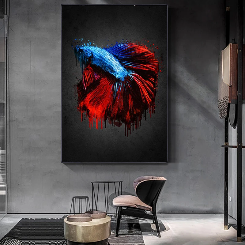 Betta Fish Art Multicolor Bettas Posters and Prints Canvas Painting Wall Art Pictures for Home Living Room Cuadros