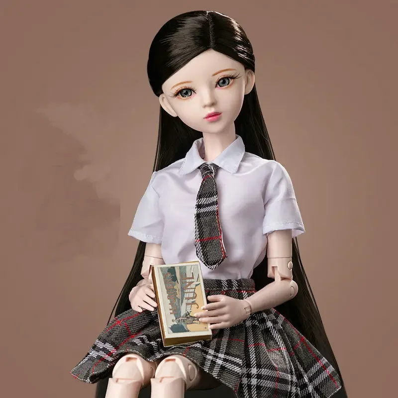 

Lifelike 1/3 BJD Doll Full Set 60CM Fashion School Uniform Girl Ball Jointed Dolls with Handpainted Makeup Gift Toys for Girls