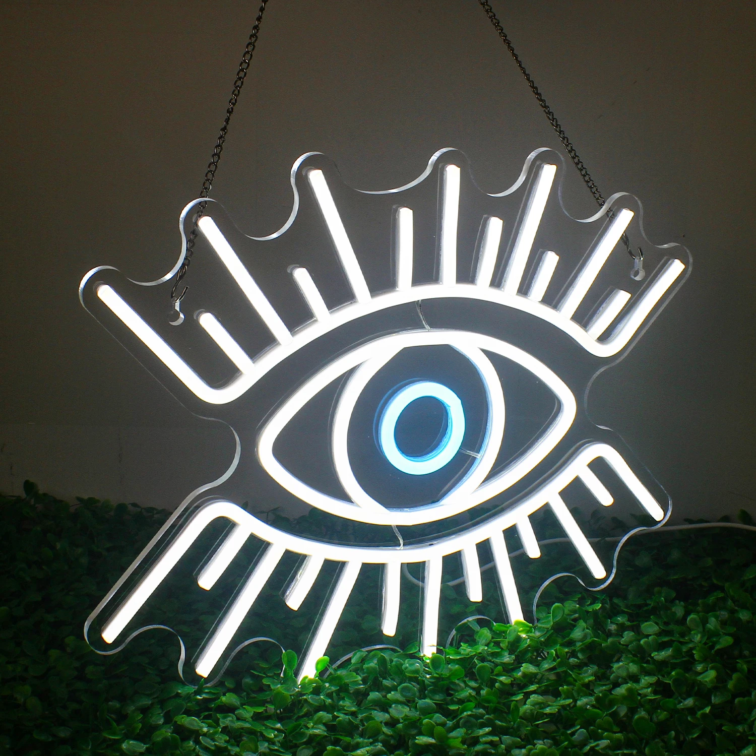 

White Evil Eye Neon Sign LED Light Aesthetic Room Decoration For Home Party Bar Bedroom Photo Prop Hanging Art Wall Lamp Decor